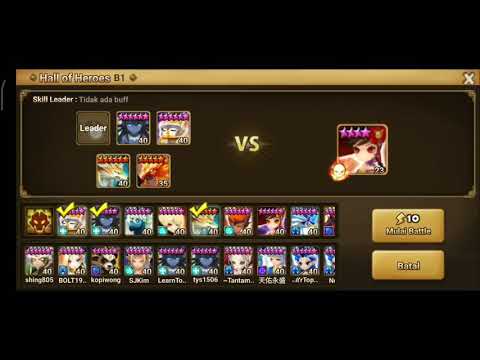 Summoners War Hall of Hero Fire Sky Dancer Hwahee with TOA monster B1-B4