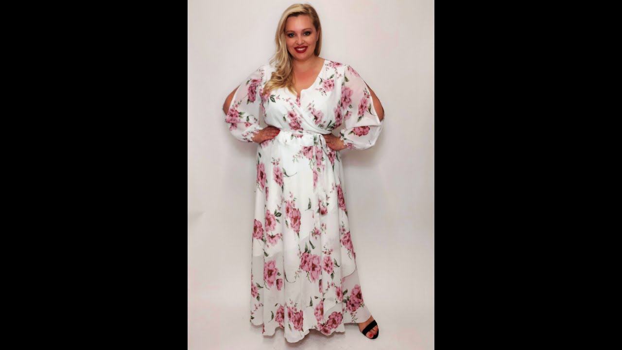 Sukienka plus size maxi szyfonowa we wzory (r. 46-56)