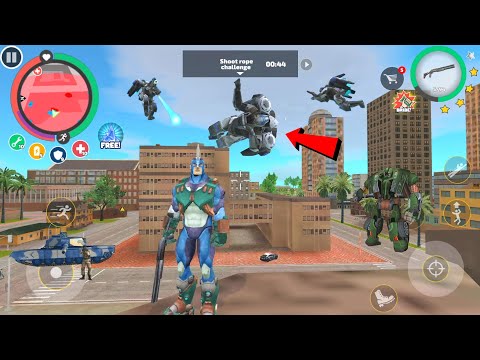 Rope Hero: Vice Town (Rope Hero Fight Enemy Robot on sky) Flying Robot Enemy - Android Gameplay HD