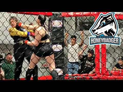 HoneyBadger Katie Sauger's 1st MMA Fight!! 1st Round KO!!!  (Smoker)