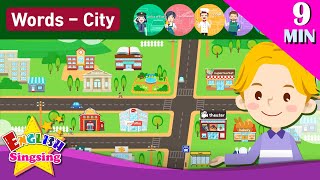 Kids vocabulary Theme "City" - Town structure, Job - Words Theme collection - Educational video