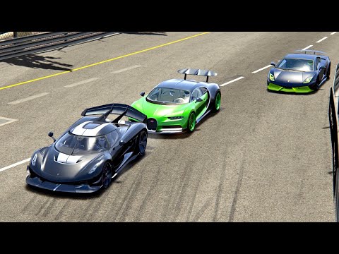 Koenigsegg Jesko with Jet Engine vs Bugatti Chiron Nos vs Lamborghini Gallardo 8000 HP - Monaco