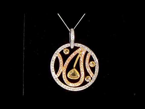 18k Trigold Fancy Color Diamond Circle Pendant