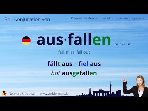 Konjugation Verb „ausfallen“ (unr., hat) - alle Zeitformen, Lernvideo, Tutorial