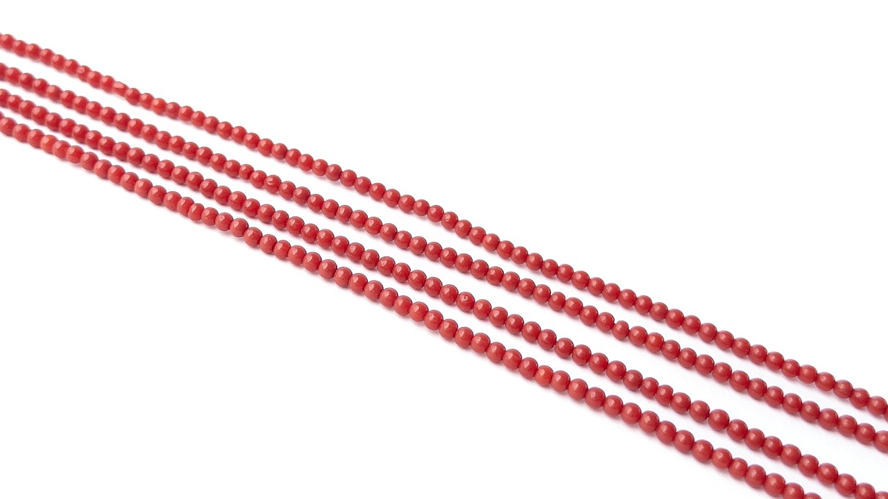 Taiwan Coral | Smooth Round | 3.5mm Bead Size | 19cm Strand Length | ~62 beads video