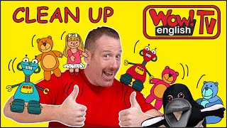 Clean up Games with Steve and Maggie | Tidy up the Toys with Wow English TV | Stories for Kids