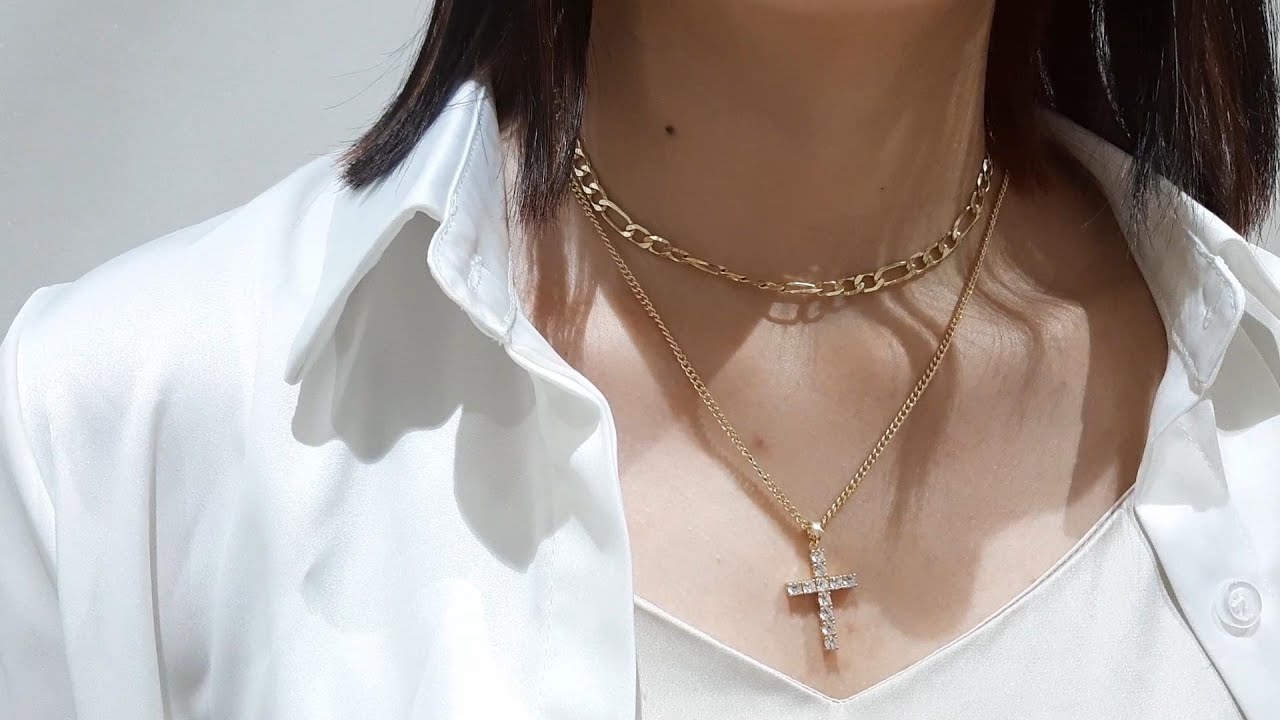 Gold Plated Layered Cross Pendant Necklace