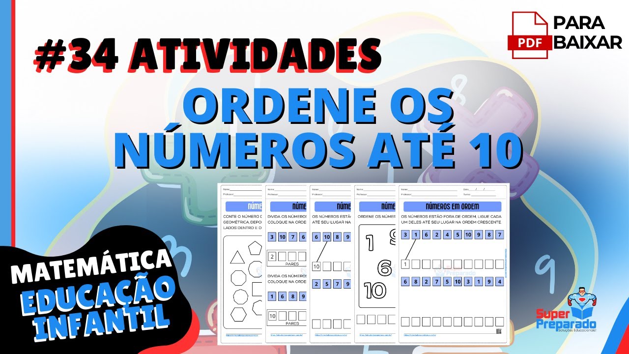 #34 Atividades de Ordenar os números até 10 para Educação Infantil e 1º ano EF | MATEMÁTICA