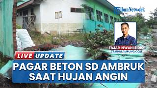 Diterpa Hujan Deras dan Angin Kencang, Pagar Beton SD di Metro Lampung Ambruk Tutupi Jalan