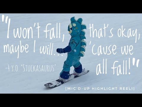Mic’d up ‘stuckasaurus’ highlight reel! 4 y.o. daughter narrates her snowboarding adventures.🏂