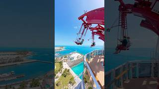 The view of Ocean Cay from high above in the Cliffhanger on MSC World America! 👀 #cruise #shorts