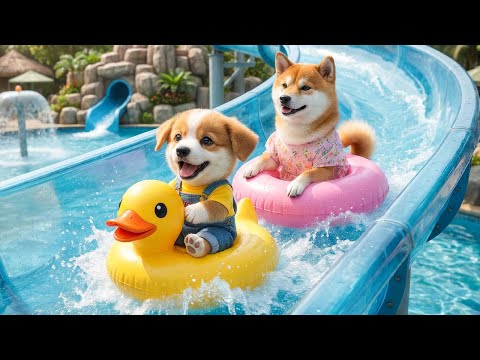 Baby Puppy Cried When the Water Park Closed 😢💦 Mom Turned Home Into a Water Park Dream❤️🐶