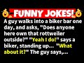 🤣FUNNY JOKES! - A guy walks into a biker bar and asks, 