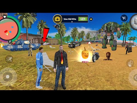 Rope Hero: Vice Town (Mutant Man Fight Blue Shirt Baywatch) Stone Man on Beach - Android Gameplay HD