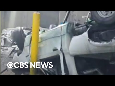 Chemical tank implosion aftermath video shows crushed trucks and deadly scene