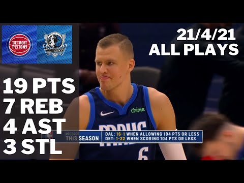Kristaps Porzingis vs. Pistons: 19 pts, 7 reb, 4 ast, 3 stl ALL PLAYS 2020/21 Reg Season [21.04.21.]