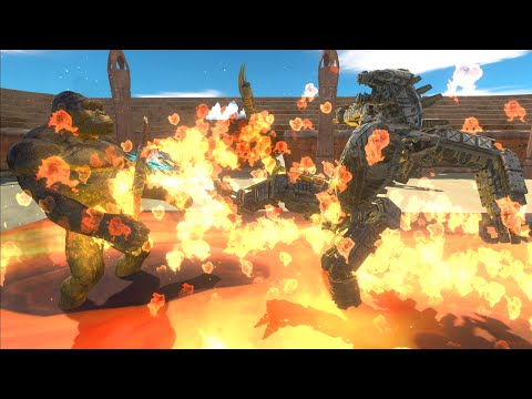 MechaGodzilla 2021 vs King Kong Fight On Lava - Animal Revolt Battle Simulator