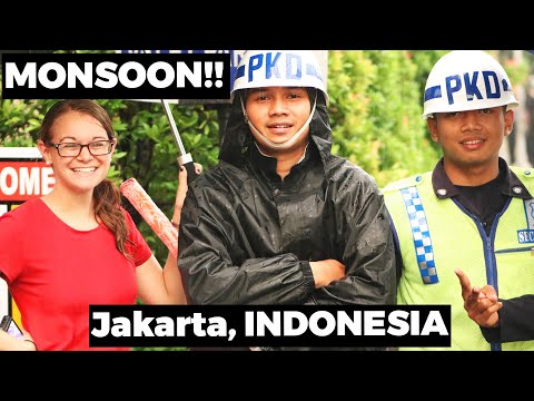 Caught in a MONSOON with friendly locals :) Travel Vlog Day #222