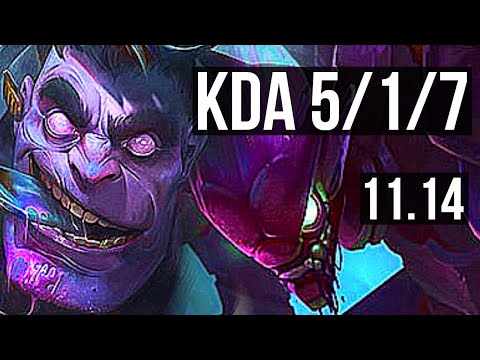 DR. MUNDO vs KHA'ZIX (JUNGLE) | 5/1/7, Rank 7 Mundo | KR Grandmaster | v11.14