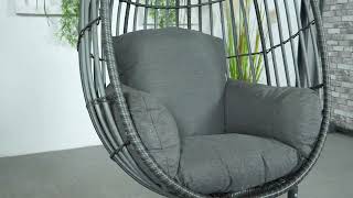 Garden Impressions Panama hangstoel – eivorm – carbon black – rope zwart – valley sand