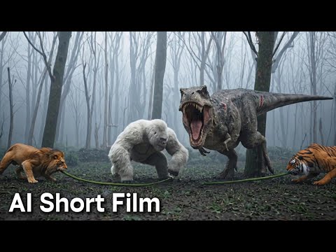 SIMBA & SHERE KHAN with White Gorilla RAGO vs T-REX & MORVAK – Part 2 | AI Short Film