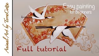 (Watercolor) Simple Cranes &amp; Japanese Fan Painting | Full tutorial | &quot;easy weekly&quot;