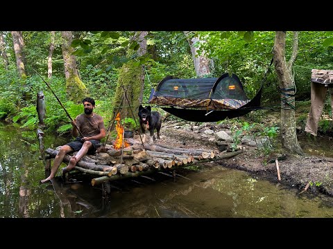 3 DAYS solo survival CAMPING; Catch and Cook, Fishing. Bushcraft Skills. Hammock Shelter