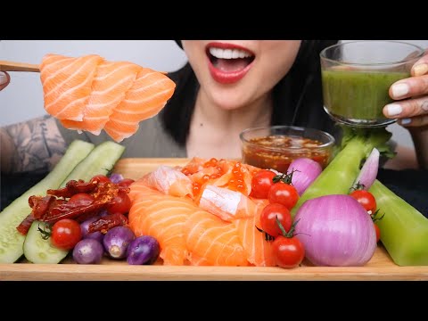 SALMON SASHIMI CAKE (ASMR EATING SOUNDS) NO TALKING | SAS-ASMR