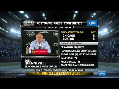 NHL Sports Post Game Report part 3. Joel Quenneville 6/19/13 Chicago Blackhawks vs Boston Bruins NHL