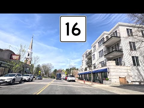 ⁴ᴷ⁶⁰ Driving Massachusetts Route 16 (Washington Street) in Wellesley, Massachusetts