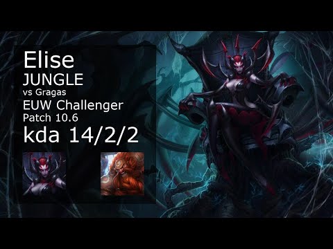 Elise Jungle vs Gragas - EUW Challenger 14/2/2 Patch 10.6 Gameplay