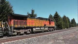 preview picture of video 'Stampede Pass, BNSF Grain Train @ Easton, WA'
