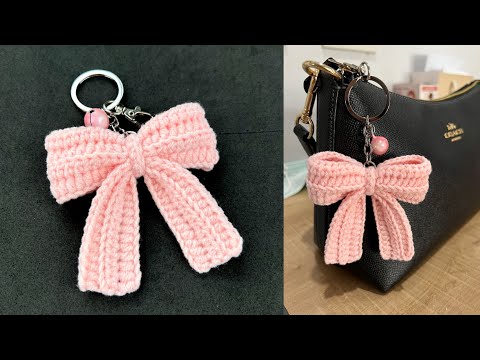 How to Crochet a Bow Keychain. Simple and Easy.