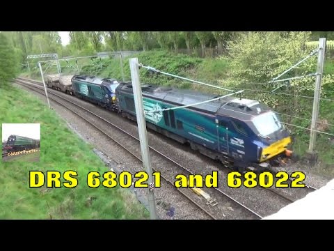 DRS 68021 and 68022 Haul 6M63 Bridgwater to Crewe Flasks Past Pleck Park