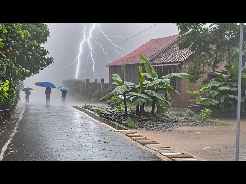 Heavy rain still hits rural Indonesia||let's relieve stress with the sound of rain