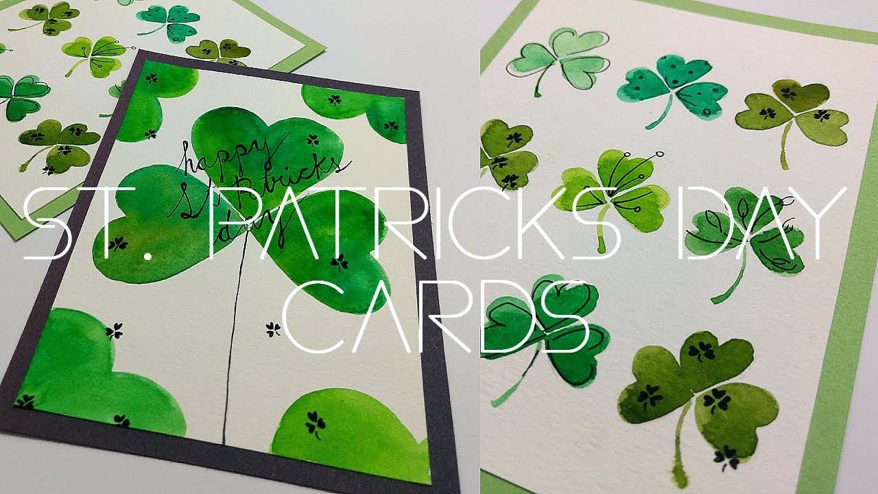 Home made EASY St Patricks Day Cards Part 2 Watercolor cards for beginners