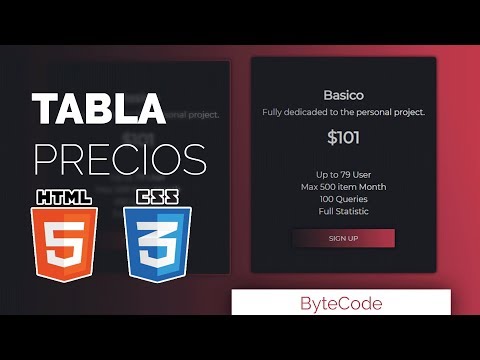 Como crear una tabla de precios animada con HTML5 y CSS3 Especial 4K