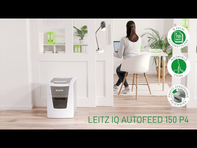 Leitz IQ 150 Autoalimentação P4 Trituradora Automática de Papel Corte em Partículas P-4 - Autoalimentação 150 Folhas, Manual 8 Folhas - Cesto de 44L - Cor Branca 80130000 - vídeo 1