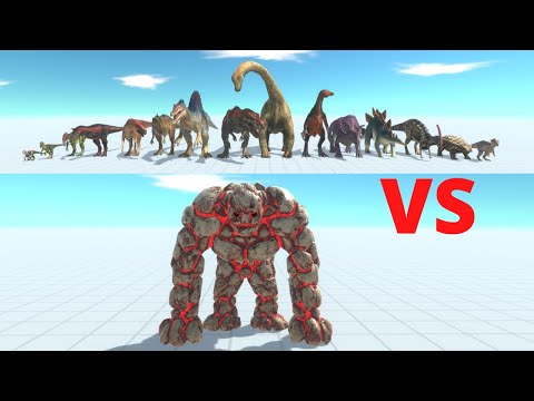 Lava Golem💥vs All Dinosaurs🦖- Animal Revolt Battle Simulator