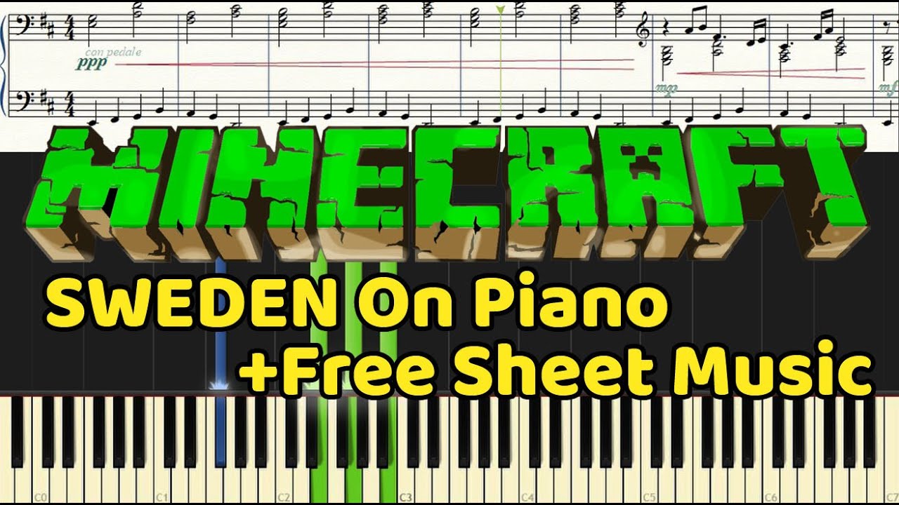 Sweden - Minecraft On Piano Tutorial + Free Sheet Music (Score Transcription PDF Download)