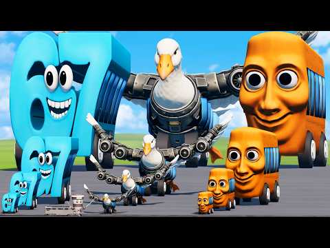 Big & Small Bombombini Gusini Bus vs Tung Tung Sahur Bus vs 67 Bus vs Trains | BeamNG.Drive