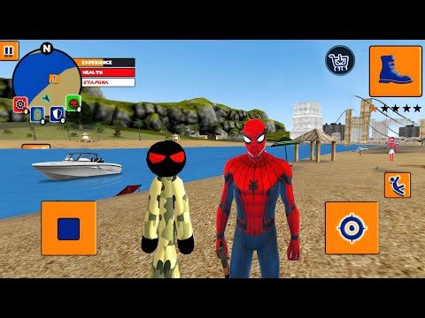Superhero Stickman Game #1 - Army Stickman Rope Hero Vegas City - Android Gameplay