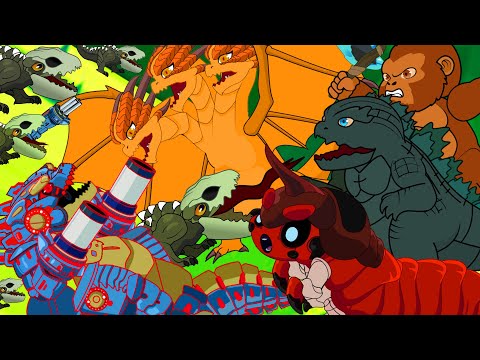 BABY GODZILLA & KONG vs King Ghidorah &. Skullcrawlers & Larva Mothra – Animation 7