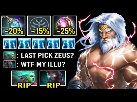 -60% CD ALL SKILLS Non-Stop Thunder Spam Zeus 165k DMG vs Late Game Boss Prism OC Build WTF Dota 2
