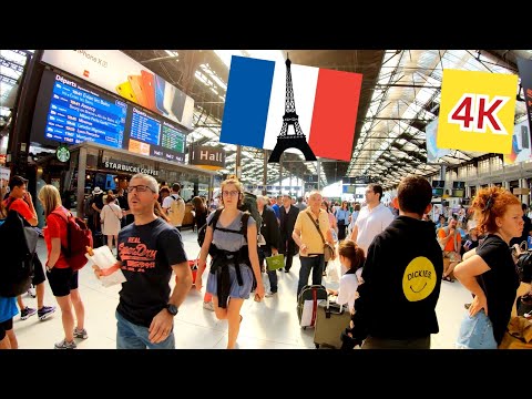 ⁴ᴷ Paris morning walk 🇫🇷 People are going on holiday 🏖️, at train station Gare de Lyon, France 4K
