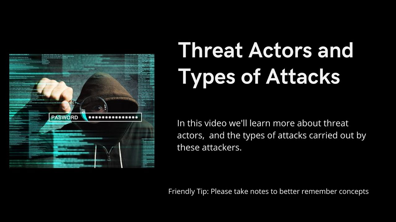 Introduction to Cyber Security - Threat Actors and Types of Attacks