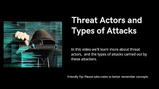 Introduction to Cyber Security - Threat Actors and Types of Attacks