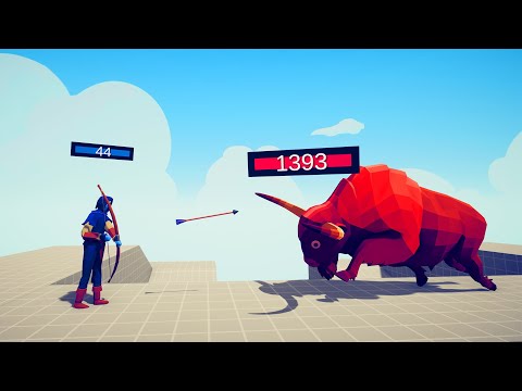 99 RANGED UNITS vs 10x GIANT BISON | Totally Accurate Battle Simulator - TABS