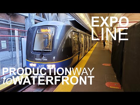 Complete Real Time SkyTrain Ride - Expo Line from Production Way-University to Waterfront