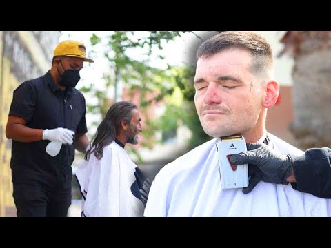 Charity Offers Free Shaves and Hair Cuts To Homeless On The Street